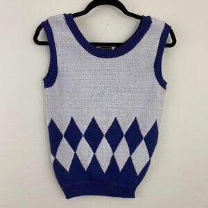 Cambridge Street Blue and White Knit Sweater Vest